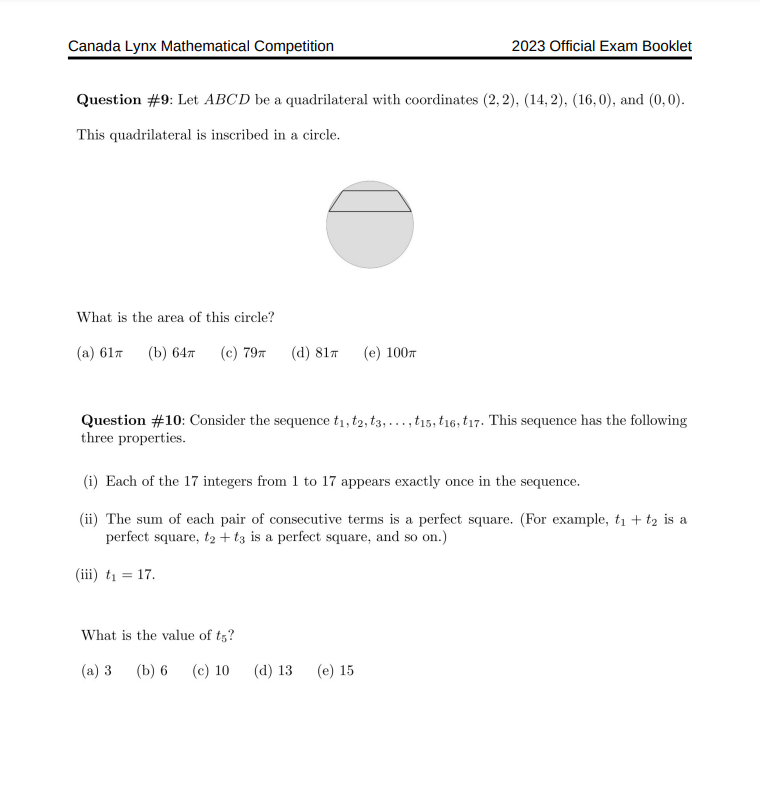 数学竞赛 | CLMC加拿大猞猁中学数学竞赛——所有参赛者都将获得证书！